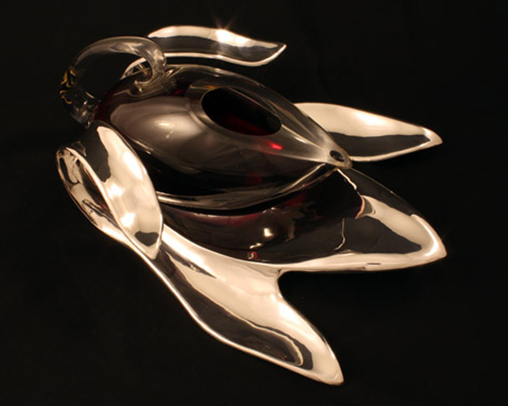 Wine Jug & Stand - 925 Silver, Glass, 2011. Glass by Brian Hirst